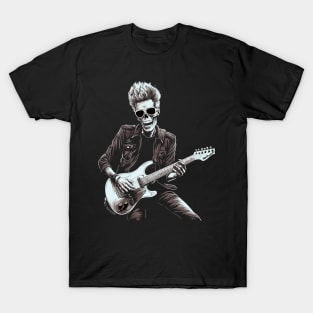 Rock & Roll Music Concert Festiwal Skeleton Halloween Guitar T-Shirt